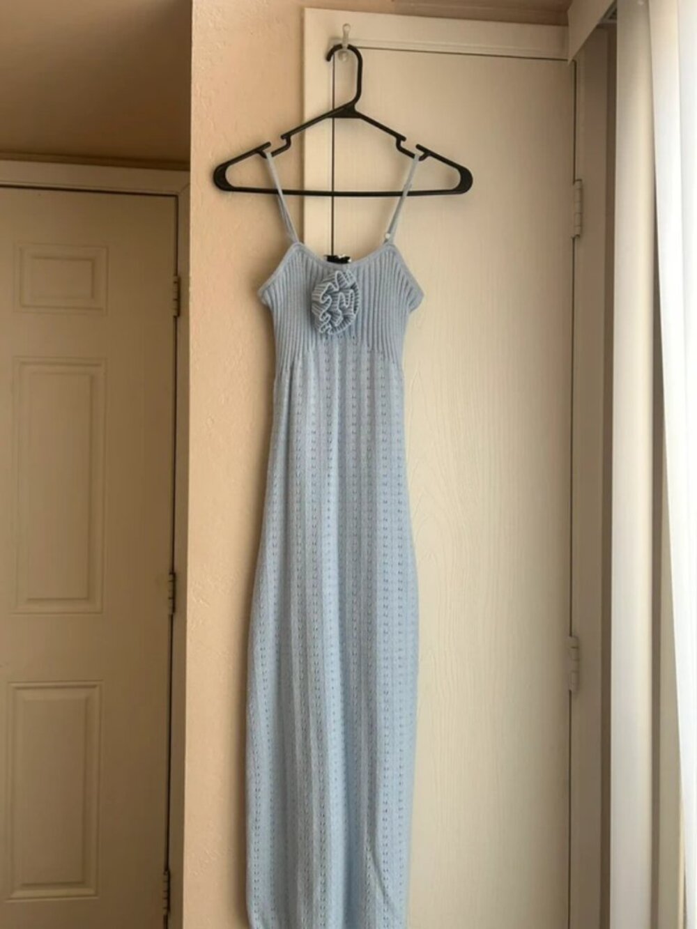 Blue knit dress